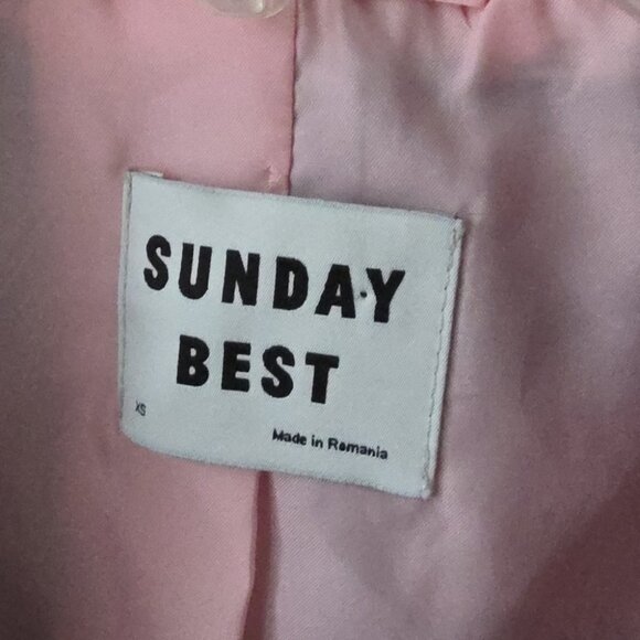 ARITZIA | SUNDAY BEST Pink Black Galt Plaid Double Breasted Blazer XS $168 - Picture 4 of 5